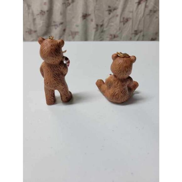 Vtg Standing Bear w Candy Cane & another Sitting w Rocking Horse Xmas ornament - Picture 2 of 4